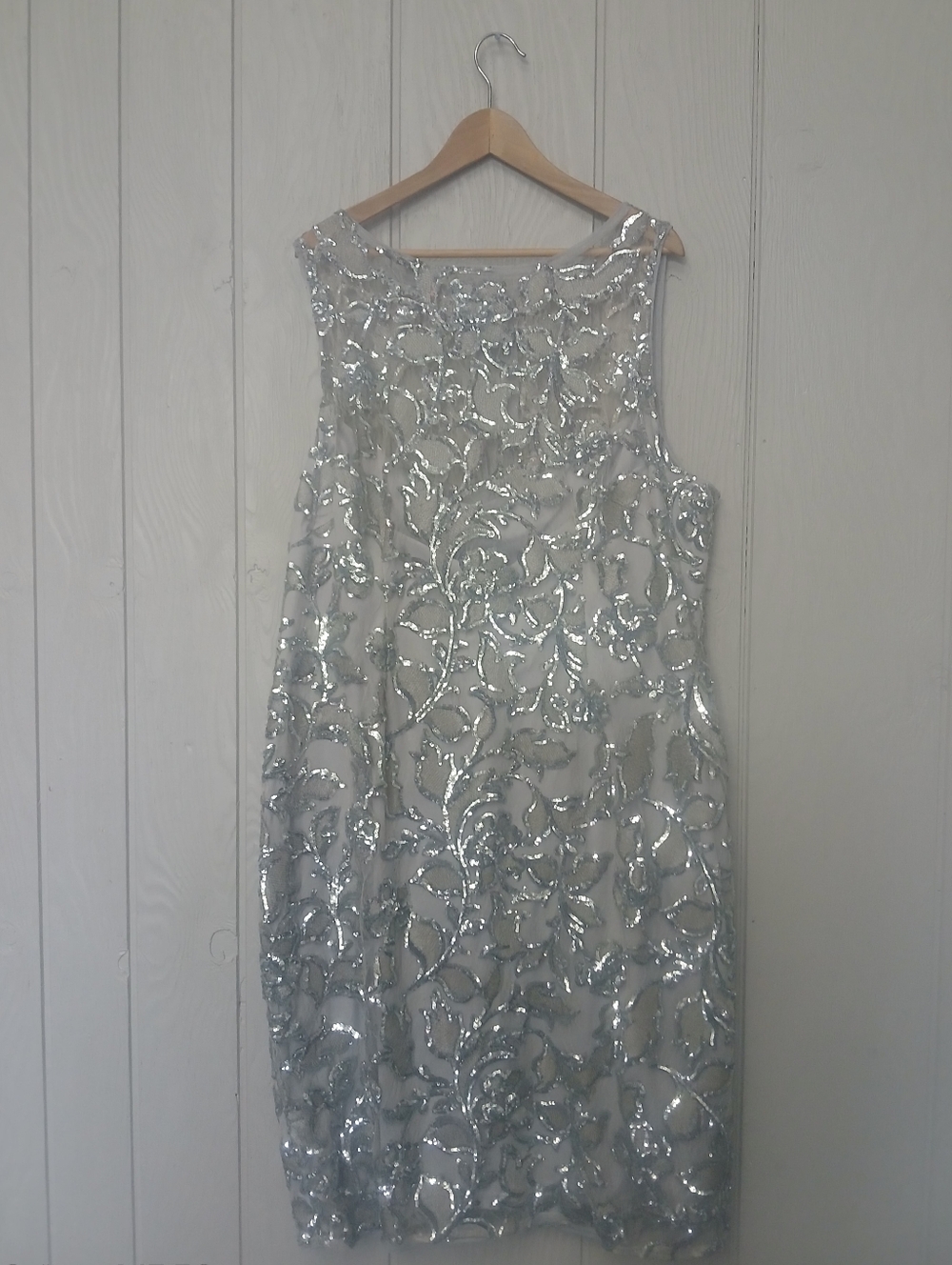Adrianna Papell Halter Illusion Neckline Sequin Embroidered Sheath Dress 20w - Picture 4 of 13